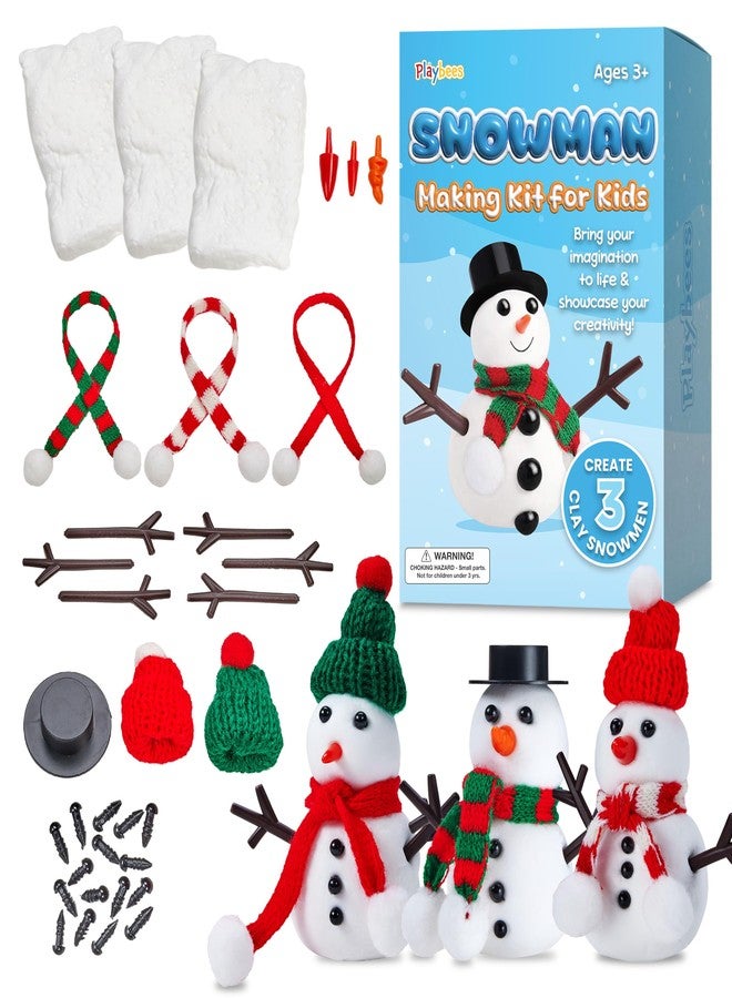 Playbees Snowman Making Kit for Kids 3-12 - Air Dry Clay Snowman DIY Craft Set - Creative Holiday Activity, Christmas Stocking Stuffer & Winter Craft - Image 1